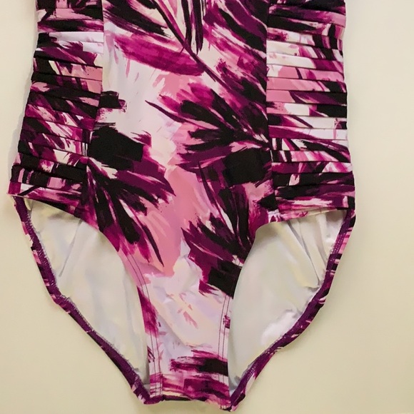 Calvin Klein Women's Side-Pleated Halter One-Piece - Picture 3 of 13